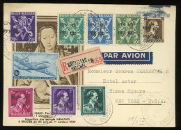 BELGIUM 1947. Dekoratív, Légi, Kiegészített Díjjegyes Levlap New York-ba Küldve - Lettres & Documents