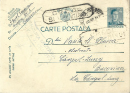ROMANIA 1941 POSTCARD, MILITARY CENSORED O.F.P.T.T. CRAIOVA, COMMUNIST PROPAGANDA STAMP POSTCARD STATIONERY - 2. Weltkrieg (Briefe)