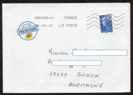 Frankreich 2008, 2019 MiNr. 4428 Marianne Waagerecht Durchstochen  Auf Brief/ Letter 20g - 2008-2013 Marianne De Beaujard