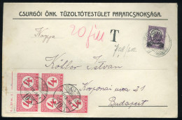 CSURGÓ 1931. Tüzoltó Testület , Levél Budapestre Küldve, Dekoratív Portózással Budapestre - Cartas & Documentos