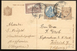 I. INFLÁCIÓ 1923. Nagykanizsa, Kiegészített Díjjegyes Levlap Svájcba Küldve - Lettres & Documents