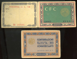 1937. CONFEDERAZIONE FASC!STA DEI COMMERCIANTI TESSERA  Igazolvány és Jegy Friedmann Mór (Fenyő Miklós Artista és Táncos - Documents Historiques