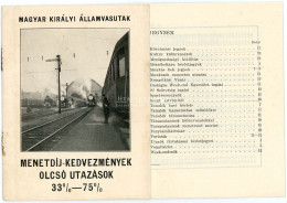 MÁV 1934. Menetdíj Kedvezmények, 19 Kihajtható Oldal - Other & Unclassified