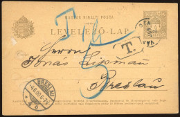 VÁRPALOTA 1900.06. 4f-es Díjjegyes Levlap Breslauba Küldve, Portózva - Cartas & Documentos