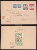 BUDAKESZI 1935. Ajánlott Levél Repülő-Arcképek Vegyes Bérmentesítéssel Simontornyára, Levélzáróval - Cartas & Documentos