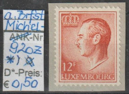 1975 - LUXEMBURG - FM/DM "Großherzog Jean" 12 Fr Orangerot  - * Ungebraucht A. Briefstück - S.Scan (Lux 920z* ABs) - 1965-91 Jean