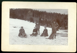 1900. Ca. Szánkozó Társaság, Kutyával, Régi Fotó , Képméret 13*8cm - Alte (vor 1900)