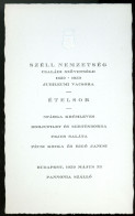 MENÜKÁRTYA  1939. Budapest, Pannonia Szálló, A Széll Nemzetség Családi Szövetsége - Sonstige & Ohne Zuordnung