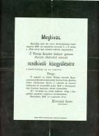 SZABADKA 1898. Erzsébet Királyné Gyász Megemlékezés, Meghívó - Other & Unclassified