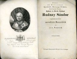 Rudnay Sándor Hercegprímás Emlékezetére Mondott Beszédek és Versek . Esztergom 1831. 153l - Livres Anciens