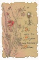 Image Pieuse Ancienne XIXe Celluloïd Souvenir De Communion Peinte Main 1890 - Devotion Images