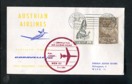 "VATIKAN" 1964, Zuleitungsbrief Zu AUA-Caravelle-Erstflug "Rom-Wien" (6030) - First Flight Covers