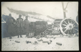 I.VH 1915. Katonák, "tűzérségi Muníció, Kilőtt Srapnelekkel" érdekes, Fotós Képeslap - Guerra, Militares