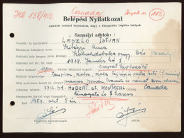 HUNGARISTA LÉGIÓ , Belépési Nyilatkozat 1953. Kanada. / László István 1919 Dés, Támogató és Harcoló Nyilatkozat  Festőmű - Documents Historiques