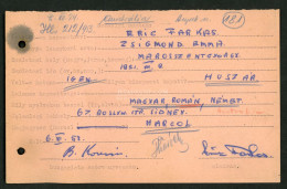 HUNGARISTA LÉGIÓ , Belépési Nyilatkozat 1953. Ausztrália. /  Farkas Erik 1921 Marosszentgyörgy, Harcoló Nyilatkozat , Hu - Krieg, Militär