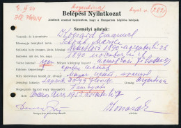 HUNGARISTA LÉGIÓ , Belépési Nyilatkozat 1953. Argentína. /  Kocsárd Emánuel, Támogató Nyilatkozat Nyilaspuccs Idején Vas - Krieg, Militär