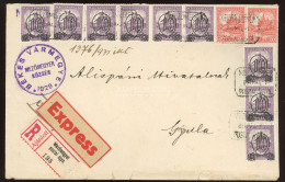 MEZŐMEGYER 1931. Dekoratív Ajánlott Expressz Levél, Postaügynökségi Bélyegzéssel Gyulára - Lettres & Documents