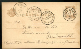 PESZESZŐLLŐS 1887. Díjjegyes Levlap Budapestre Küldve, Ritka Bélyegzéssel - Lettres & Documents