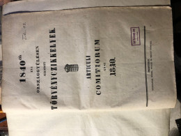 1840dik évi Országgyülésen Alkotott Törvényczikkelyek, Pozsonyban, 1840. Weber és Wigand. [4] + 260 P. Papírkötésben - Old Books