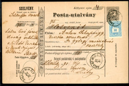 ZALASZENTMIHÁLY 1875. 5Kr Díjjegyes Postautalvány 10Kr Kiegészítéssel Keszthelyre Küldve, Szép! - Lettres & Documents