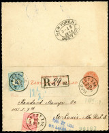 UJPEST 1890. Ajánlott 5Kr-os Zárt Levlap 5+10Kr Kiegészítéssel Az USA-ba Küldve, Dekoratív Darab! - Lettres & Documents