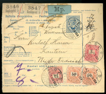 BUDAPEST 1899. Szállítólevél Két Csomagról 1898-as II. Vízjelű 5+15+50Kr Pár !! Bérmentesítéssel Ausztriába Küldve. Igen - Covers & Documents