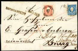 SZENTIVÁN 1861.07.17. Ajánlott I.z. Levél 5+10Kr-ral (nyitásnál Sérült) Breznicán újrabérmentesítve 15Kr-ral  Badenbe Kü - Other & Unclassified