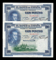 España Spain Pareja 100 Pesetas Felipe II 1925 Pick 69a Sin Serie Ebc Xf - 100 Pesetas