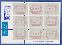 Großbritannien FRAMA-ATM 9 Werte Auf R-FDC Mit Tages-O London 1.5.84 Gel Nach CH - Autres & Non Classés