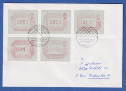 Großbritannien FRAMA-ATM 5 Werte Auf Gel. FDC Mit So-O Windsor Berks 1.5.84 - Otros & Sin Clasificación