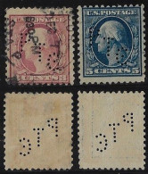 USA United States 1908/1917 2 Stamp With Perfin PTC De Parsons Trading Company From New York Lochung Perfore - Perforados