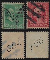 USA United States 1926/1938 2 Stamp With Perfin SDT By Safe Deposit & Trust Company Of Baltimore Lochung Perfore - Zähnungen (Perfins)