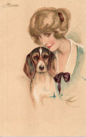 Cpa Suzanne MEUNIER - Ces Dames - Femme & Chien - 1919 - Meunier, S.