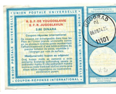 Yougoslavie Coupon-réponse Type Vienne 20 - 3,60 Dinara - Beograd 1974 Belgarde - CRI IRC IAS - Entiers Postaux