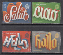 2020 San Marino Greetings Hello Ciao Complete Set Of 4  MNH @ BELOW FACE VALUE - Ungebraucht