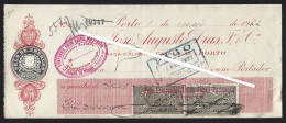 Check From José Augusto Dias Fº Banking House 1910. Check In Réis From CUF, Porto. Check Stamp $02 With Additional Fees. - Cheques & Traveler's Cheques