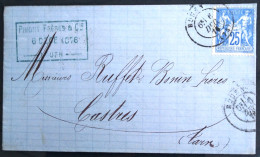 Cachet Type 17 Sur SAGE N° 78 + CACHET T18 " PARIS DEPART " Avec étoile - ROUEN - SEINE INF. - 1876 - LAC - 1849-1876: Classic Period