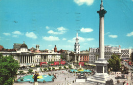 LONDON, TRAFALGAR SQUARE, ARCHITECTURE, TOWER WITH CLOCK, CHURCH, MONUMENT, FOUNTAIN, ENGLAND, UNITED KINGDOM, POSTCARD - Trafalgar Square