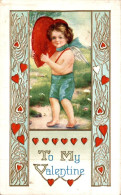 K2301 - TO MY VALENTINE - À MON VALENTIN - ANGE - Carte Gaufrée - Saint-Valentin