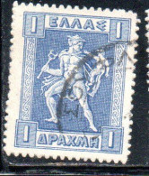 GREECE GRECIA ELLAS 1913 1923 HERMES MERCURY MERCURIO CARRYING INFANT ARCAS 1d USED USATO OBLITERE' - Usados