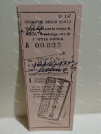 Railway Ticket Biglietto Ferrovie Dello Stato Treno TRIESTE - TARVISIO 1935 - Europa
