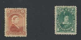 2x Newfoundland Stamps #35 -6c Dull Rose MH VF #45 -1c POW MH VF GV = $105.00 - 1857-1861