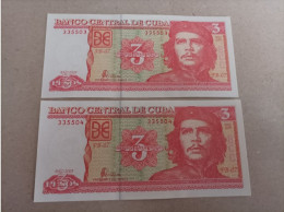 Pareja Correlativa De Cuba De 3 Pesos, Año 2005, UNC - Cuba