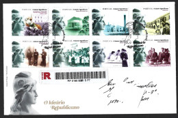 Carta Registada Emissão 'Ideário Republicano' De 2008. Saúde Pública, Escola. Símbolo Da República Portuguesa. - Covers & Documents