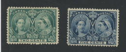 2x Canada Victoria Jubilee MH Stamps #52-2c MHR VF 54-5c MH Thin F/VF GV= $95.00 - Unused Stamps