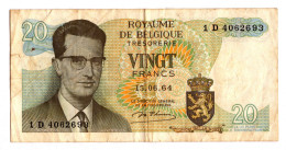 BELGIQUE   20 FRANCS BELGES  15.06.64 ROYAUME DE BELGIQUE - 20 Francs