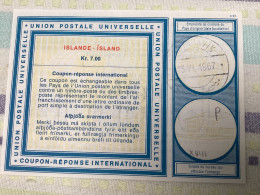 Islande 1967 - Coupon-réponse Type Vienne 18 - 7 Kr. - CRI IRC IAS - Reykjavik - Postwaardestukken