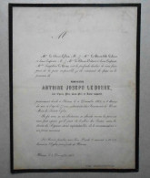 Faire-part 1862 Décès De Antoine Joseph Leborne à Fleurus à L'âge De 77 Ans - Décès