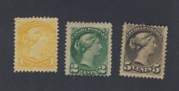 3x Canada Small Queen Mint Stamps #35-1c #36-2c #43-5c Guide Value = $160.00 - Ongebruikt