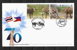 RARE 2019 Joint Thailand And Philippines, MIXED FDC WITH 2+2 STAMPS: Elephants - Gezamelijke Uitgaven